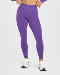 Effortless Seamless Leggings with White Logo | Iris Purple