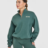 Foundations 1/4 Zip Sweatshirt With Printed Graphic | Iced Green