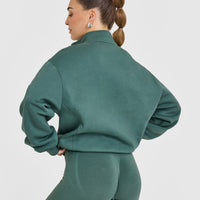Foundations 1/4 Zip Sweatshirt With Printed Graphic | Iced Green
