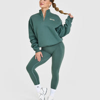 Foundations 1/4 Zip Sweatshirt With Printed Graphic | Iced Green