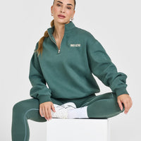 Foundations 1/4 Zip Sweatshirt With Printed Graphic | Iced Green