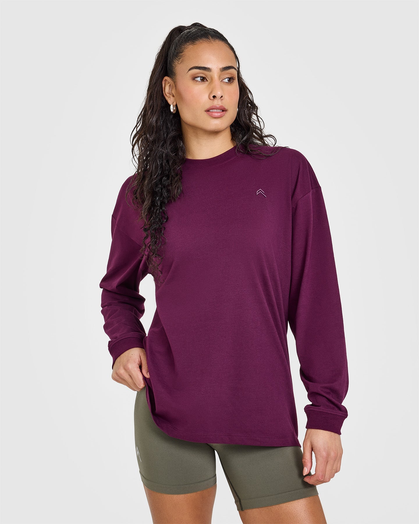 Classic Oversized Lightweight Long Sleeve Top | Ripe Fig
