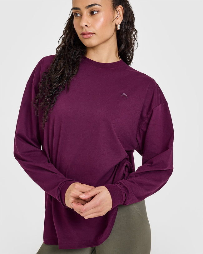 Classic Oversized Lightweight Long Sleeve Top | Ripe Fig