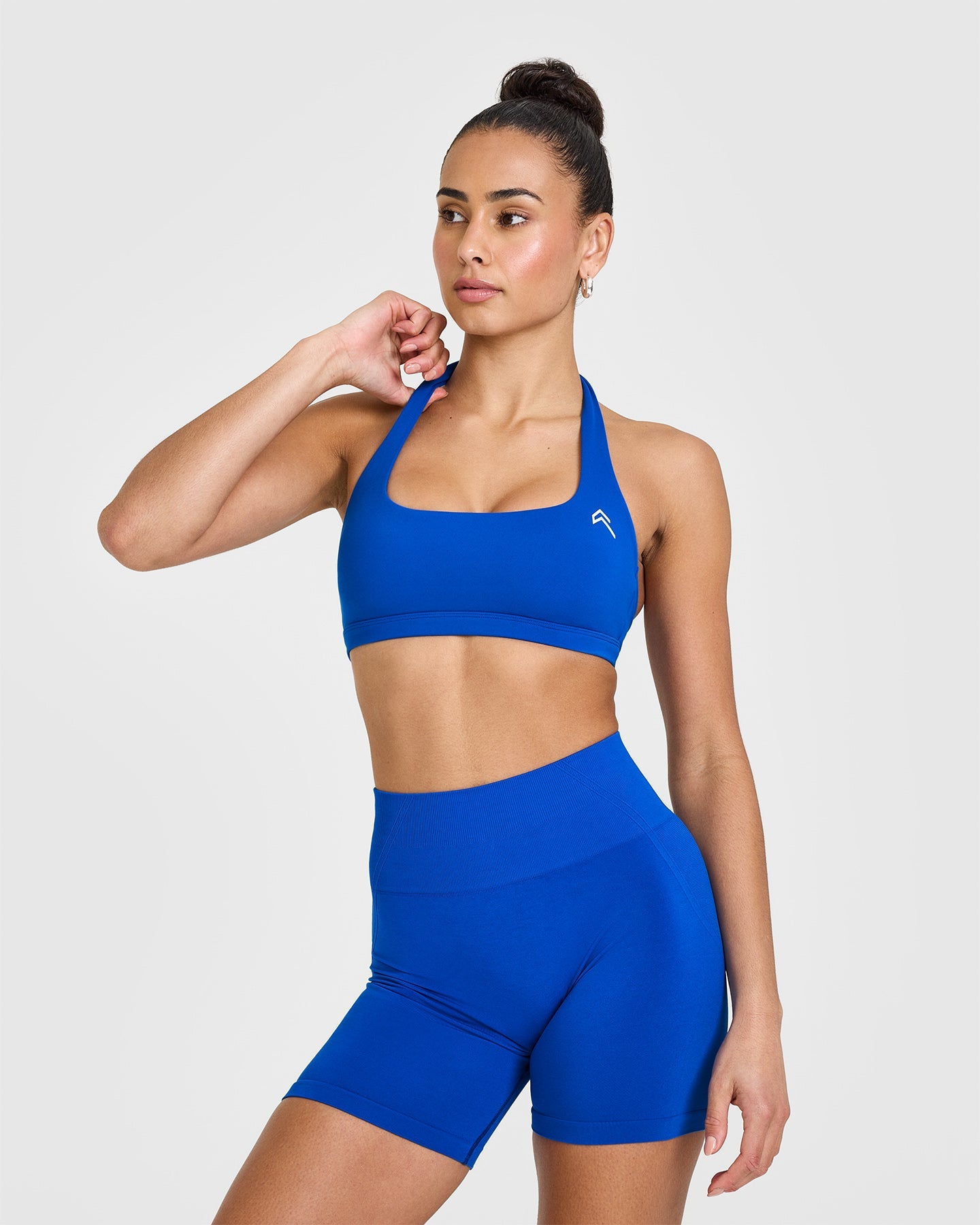 EasyLift™ Halter Bralette with White Logo | Cobalt Blue