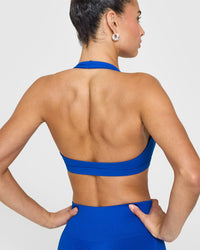 EasyLift™ Halter Bralette with White Logo | Cobalt Blue