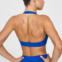 EasyLift™ Halter Bralette with White Logo | Cobalt Blue