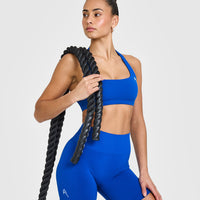 EasyLift™ Halter Bralette with White Logo | Cobalt Blue