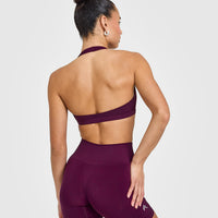 EasyLiftâ„¢ Halter Bralette with White Logo | Ripe Fig