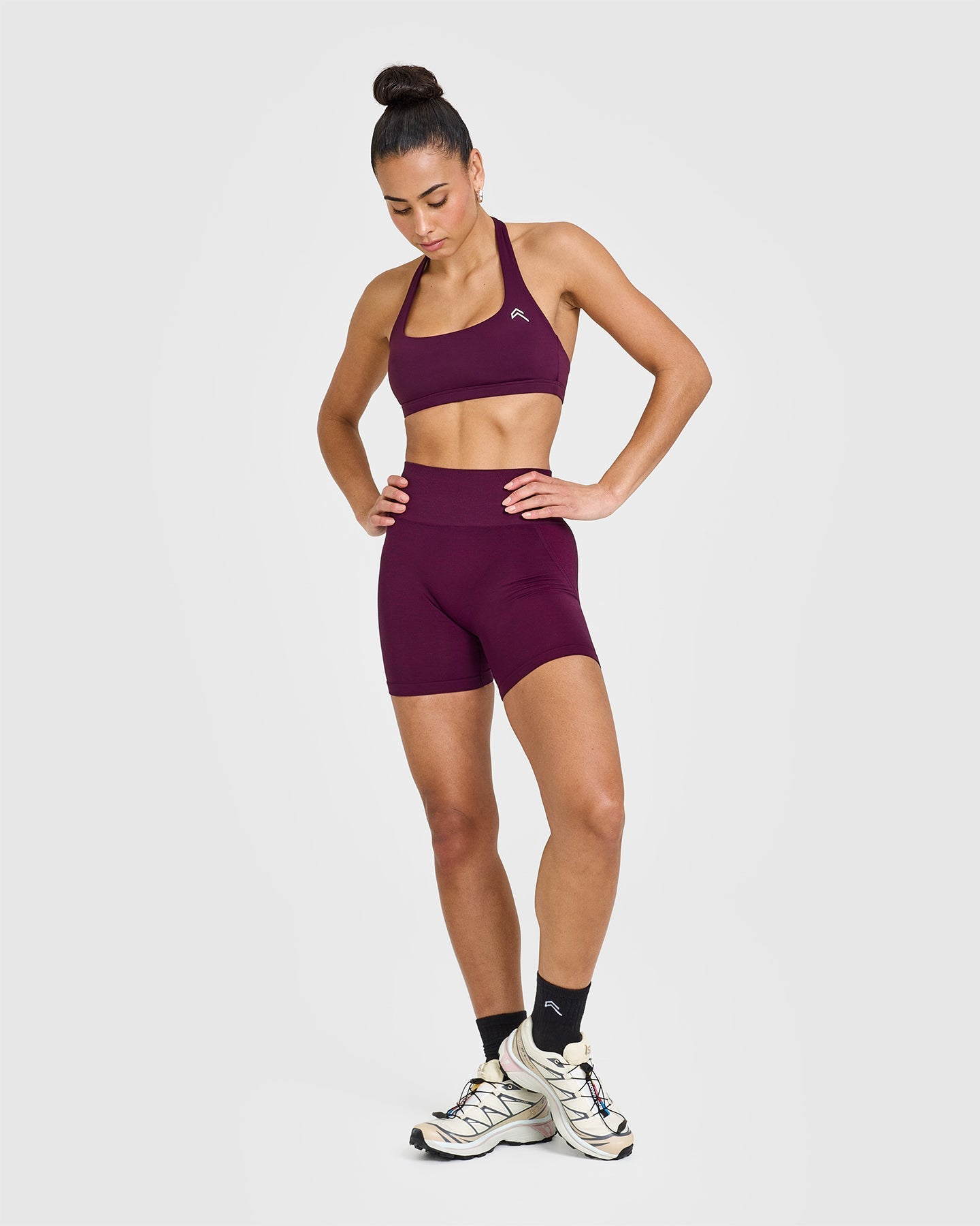 EasyLiftâ„¢ Halter Bralette with White Logo | Ripe Fig