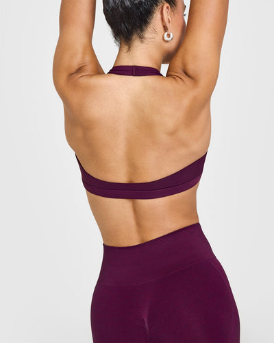 EasyLiftâ„¢ Halter Bralette with White Logo | Ripe Fig