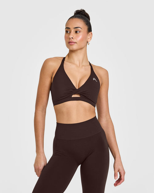 Oner Modal Unified Twist Sports Bra | 70% Cocoa