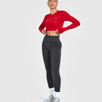 Go To Seamless Fitted Crop Long Sleeve Top | Fire Red