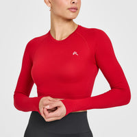 Go To Seamless Fitted Crop Long Sleeve Top | Fire Red