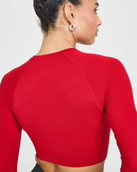 Go To Seamless Fitted Crop Long Sleeve Top | Fire Red