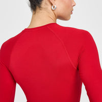 Go To Seamless Fitted Crop Long Sleeve Top | Fire Red