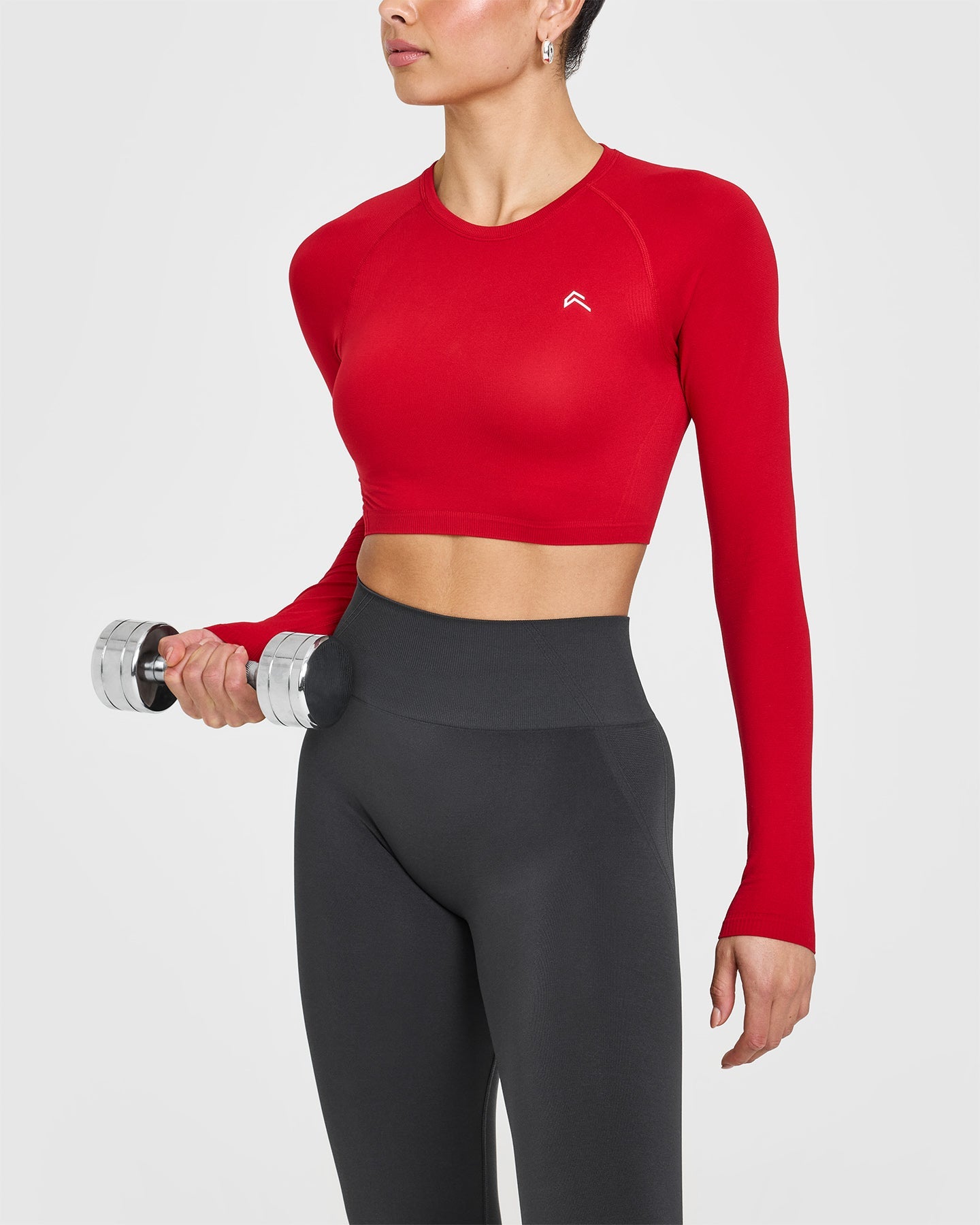 Go To Seamless Fitted Crop Long Sleeve Top | Fire Red
