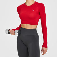 Go To Seamless Fitted Crop Long Sleeve Top | Fire Red