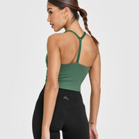 Timeless Square Neck Mid Vest | Earth Green