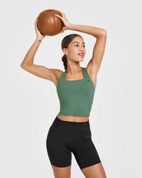 Timeless Square Neck Mid Vest | Earth Green