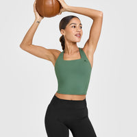 Timeless Square Neck Mid Vest | Earth Green