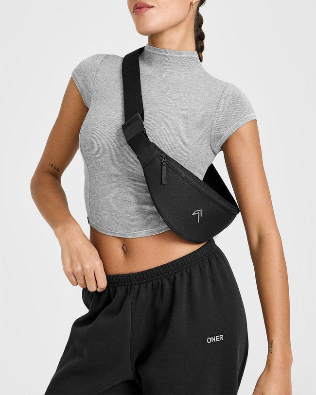 Mellowâ„¢ Rib Mid Mock Neck T-Shirt | Charcoal Marl