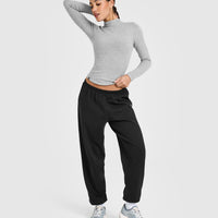 Mellowâ„¢ Rib Mock Neck Long Sleeve Top | Charcoal Marl