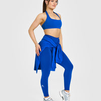 Effortless Seamless Leggings with White Logo | Cobalt Blue