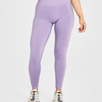 Effortless Seamless Leggings with White Logo | Wisteria Purple