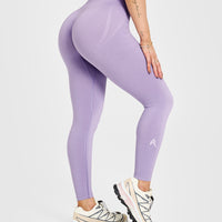 Effortless Seamless Leggings with White Logo | Wisteria Purple