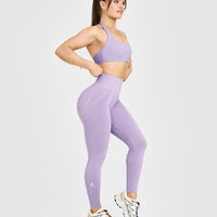 Effortless Seamless Leggings with White Logo | Wisteria Purple