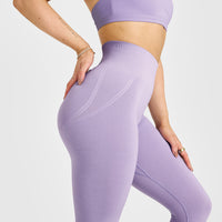 Effortless Seamless Leggings with White Logo | Wisteria Purple