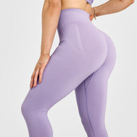 Effortless Seamless Leggings with White Logo | Wisteria Purple