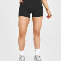 SoftMotionâ„¢ Shorts 6" with White Logo | Soft Black