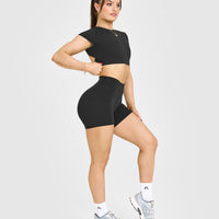 SoftMotionâ„¢ Shorts 6" with White Logo | Soft Black