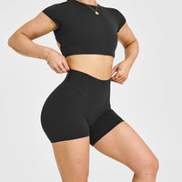 SoftMotionâ„¢ Shorts 6" with White Logo | Soft Black