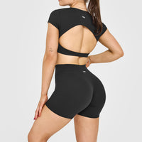 SoftMotionâ„¢ Shorts 6" with White Logo | Soft Black