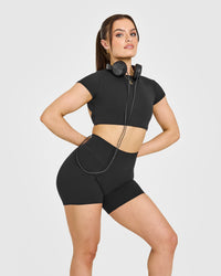 SoftMotionâ„¢ Shorts 6" with White Logo | Soft Black