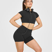 SoftMotionâ„¢ Shorts 6" with White Logo | Soft Black