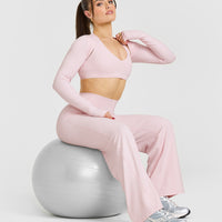 SoftMotionâ„¢ Long Sleeve Shrug with White Logo | Ballet Pink