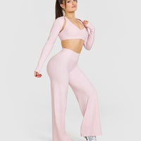 SoftMotionâ„¢ Long Sleeve Shrug with White Logo | Ballet Pink