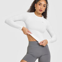 Go To Seamless Fitted Long Sleeve Top | White