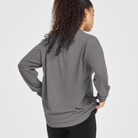Classic Oversized Lightweight Long Sleeve Top | Ash Grey