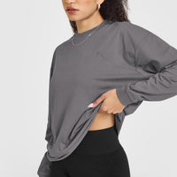 Classic Oversized Lightweight Long Sleeve Top | Ash Grey