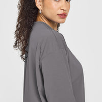 Classic Oversized Lightweight Long Sleeve Top | Ash Grey