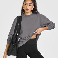 Classic Oversized Lightweight Long Sleeve Top | Ash Grey