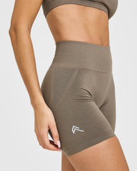 Effortless Seamless Shorts with White Logo | Moss Brown