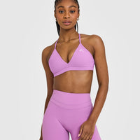 EasyLiftâ„¢ Ultra Minimal V Neck Bralette with White Logo | Orchid Purple