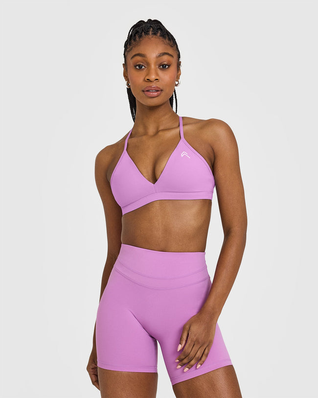 EasyLiftâ„¢ Ultra Minimal V Neck Bralette with White Logo | Orchid Purple