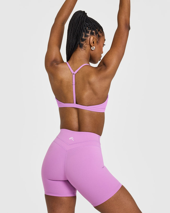 EasyLiftâ„¢ Ultra Minimal V Neck Bralette with White Logo | Orchid Purple
