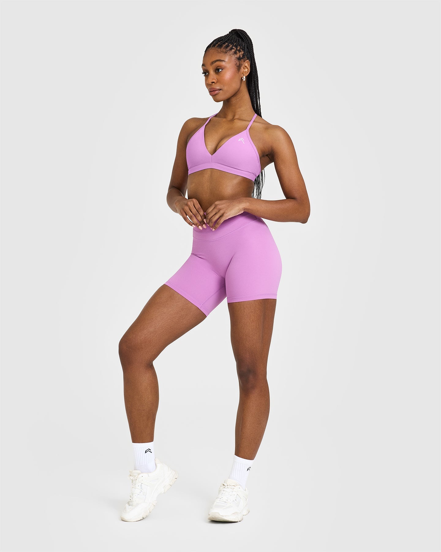 EasyLiftâ„¢ Ultra Minimal V Neck Bralette with White Logo | Orchid Purple